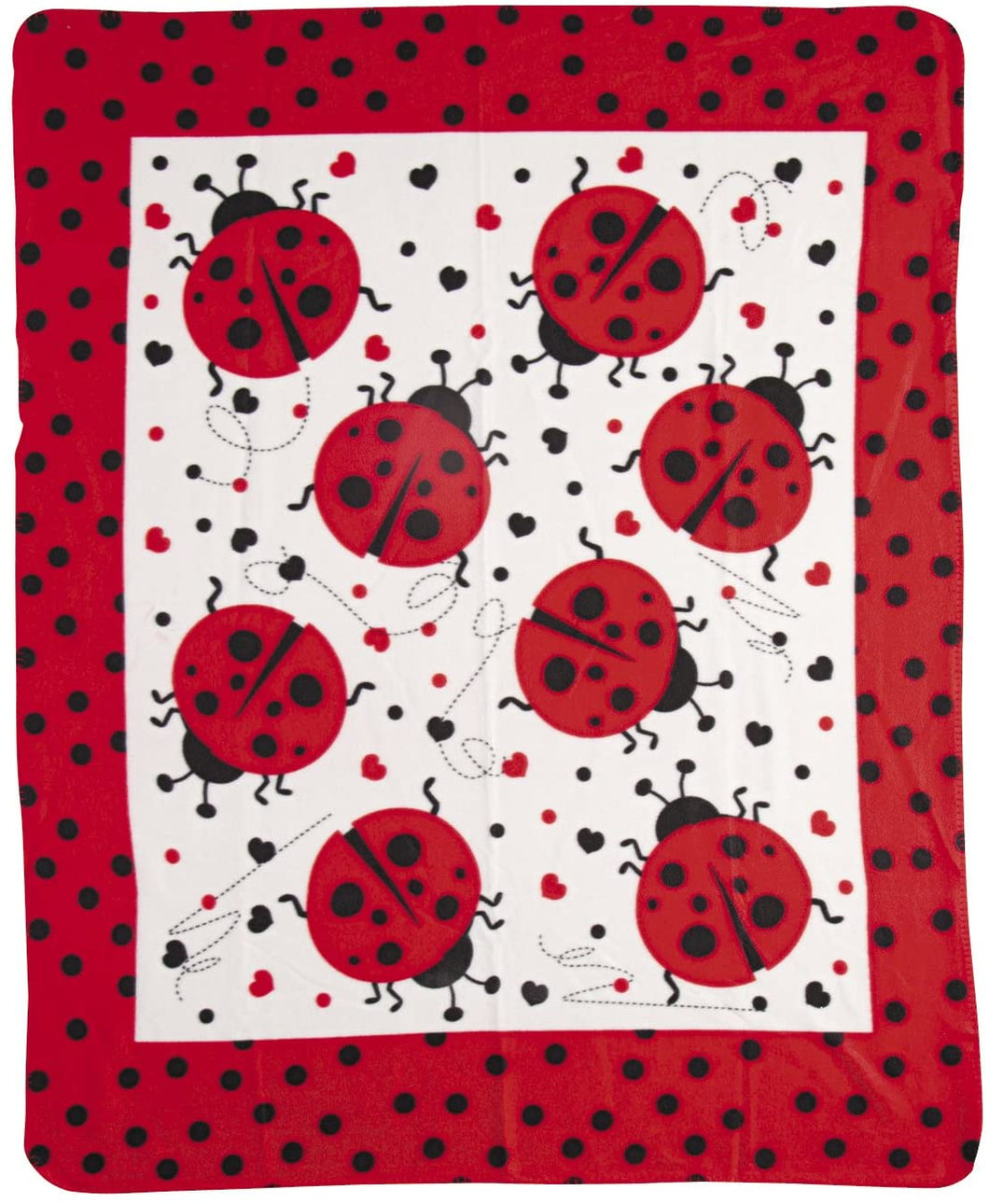 Ladybug Fleece Throw Blanket - Cozy Bed Cover for Kids